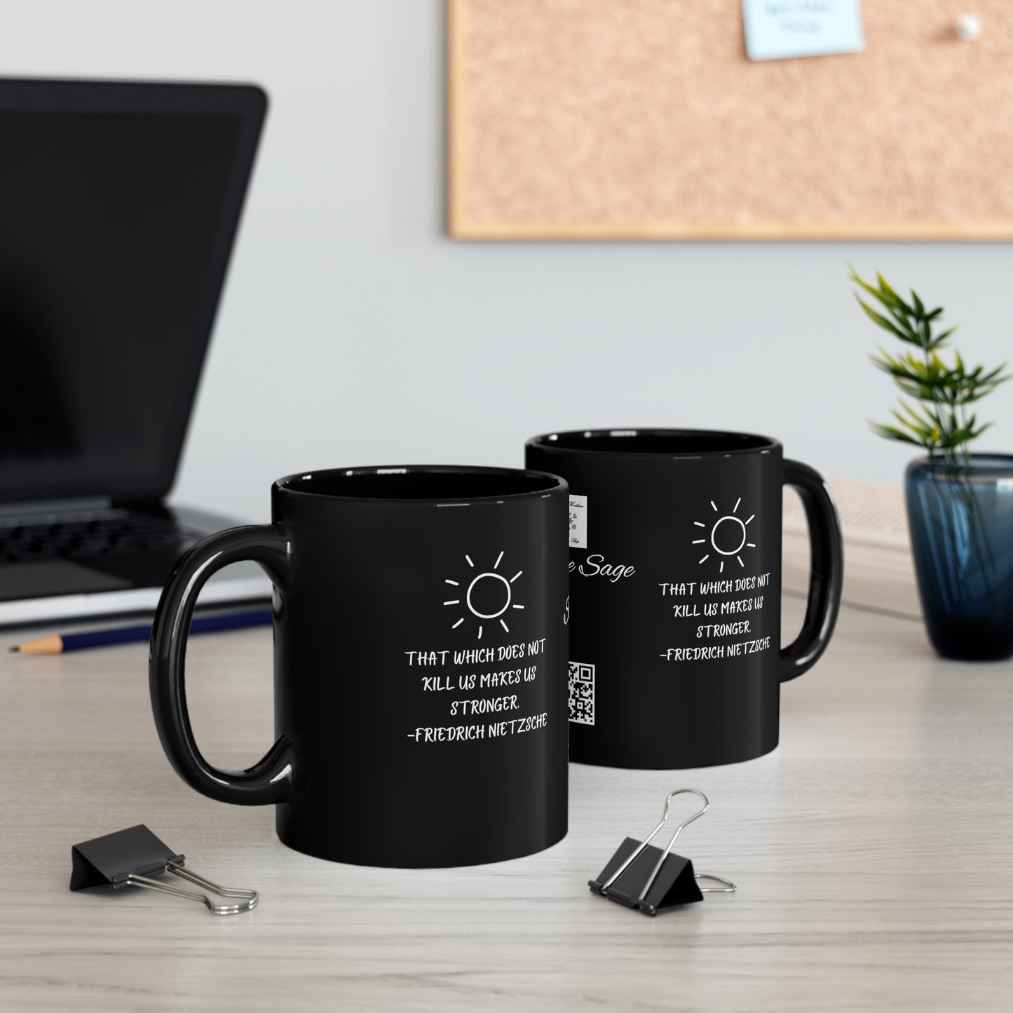 11oz Black Mug Stone Sage Friedrich Nietzsche