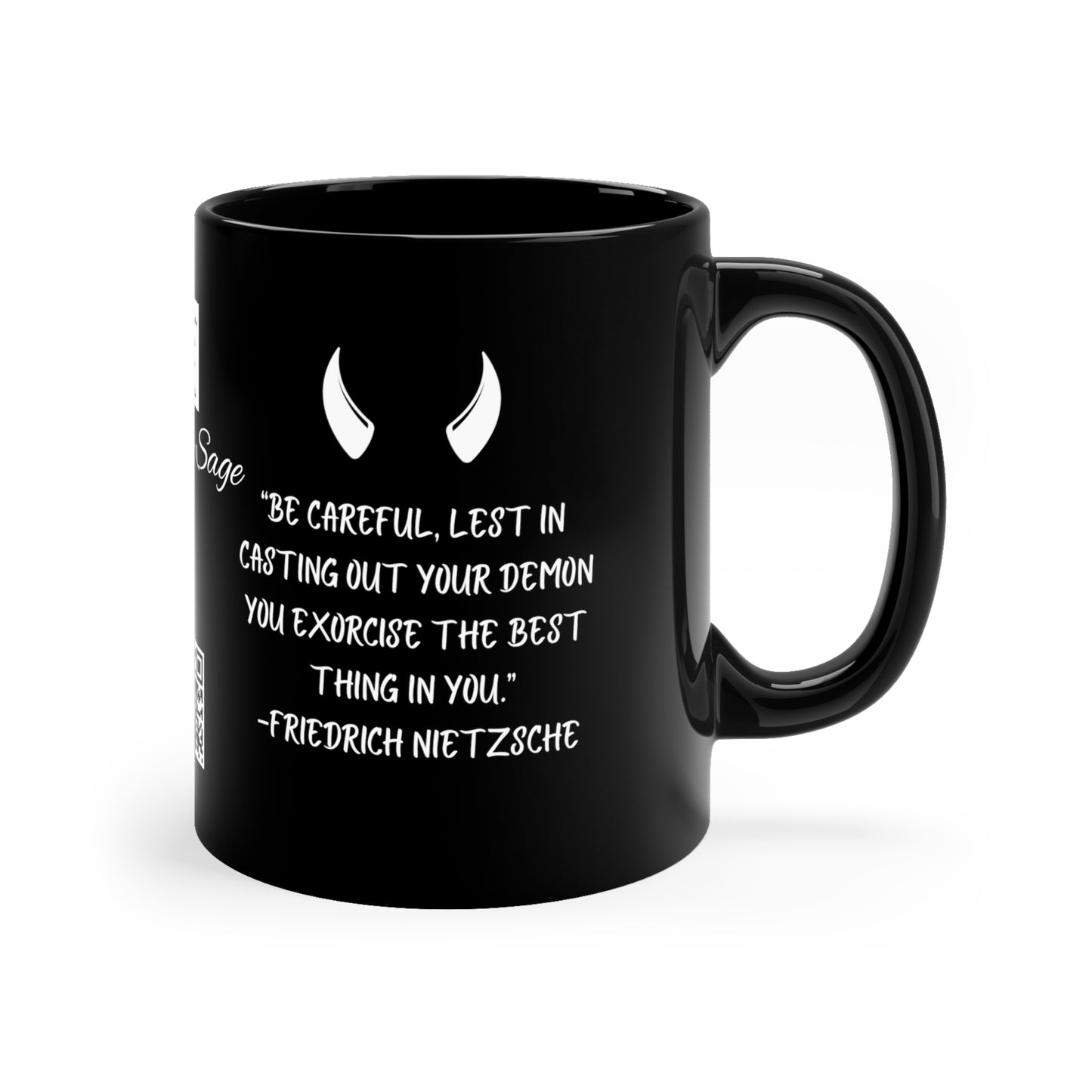 11oz Black Mug Stone Sage Friedrich Nietzsche