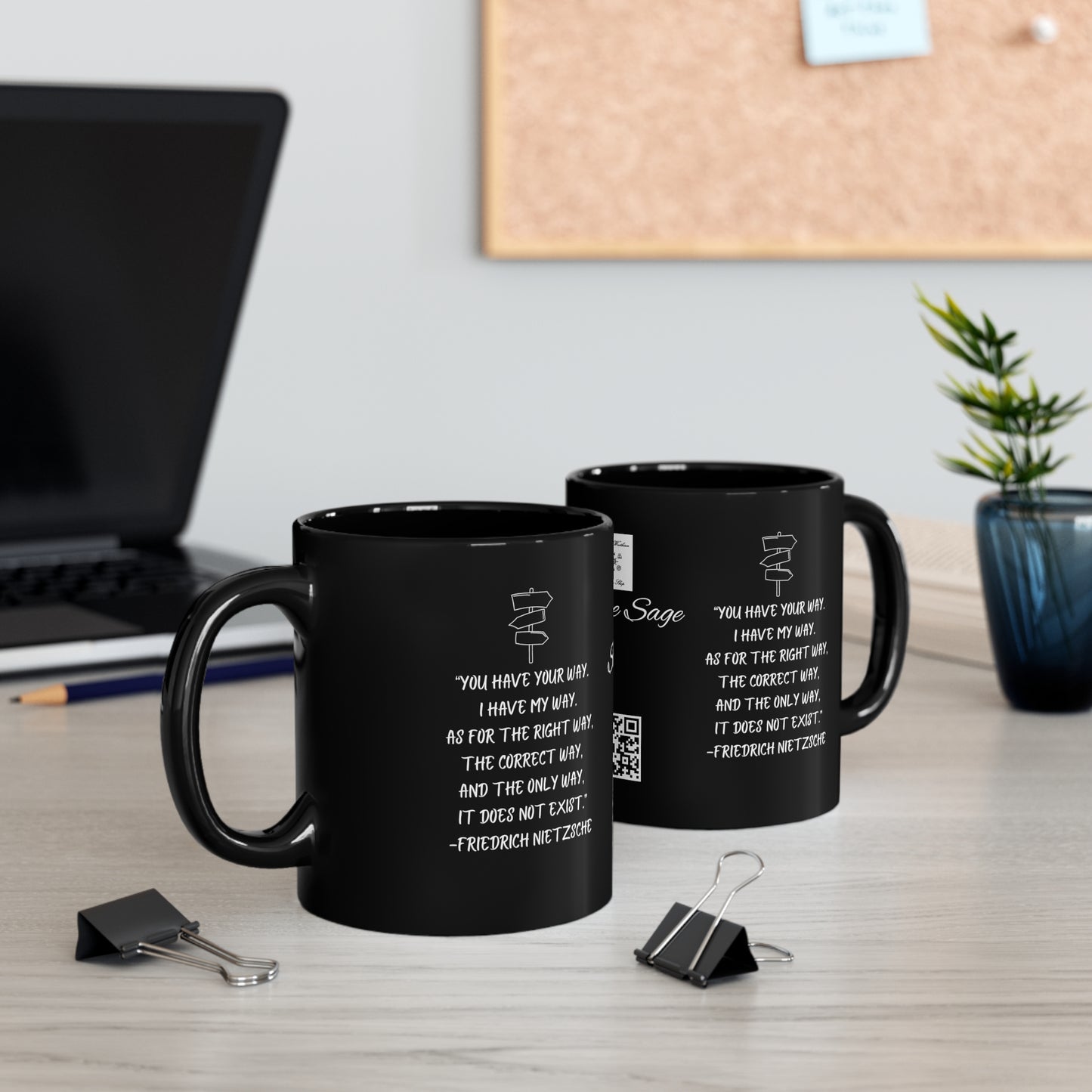 11oz Black Mug Stone Sage Friedrich Nietzsche