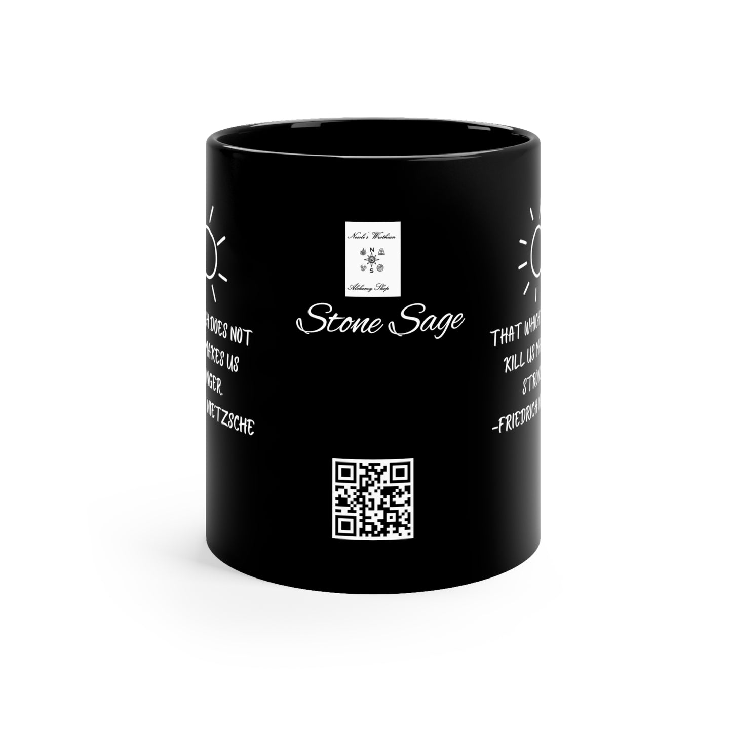 11oz Black Mug Stone Sage Friedrich Nietzsche