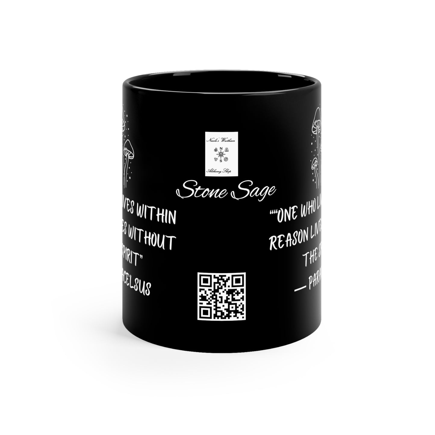 11oz Black Mug Stone Sage