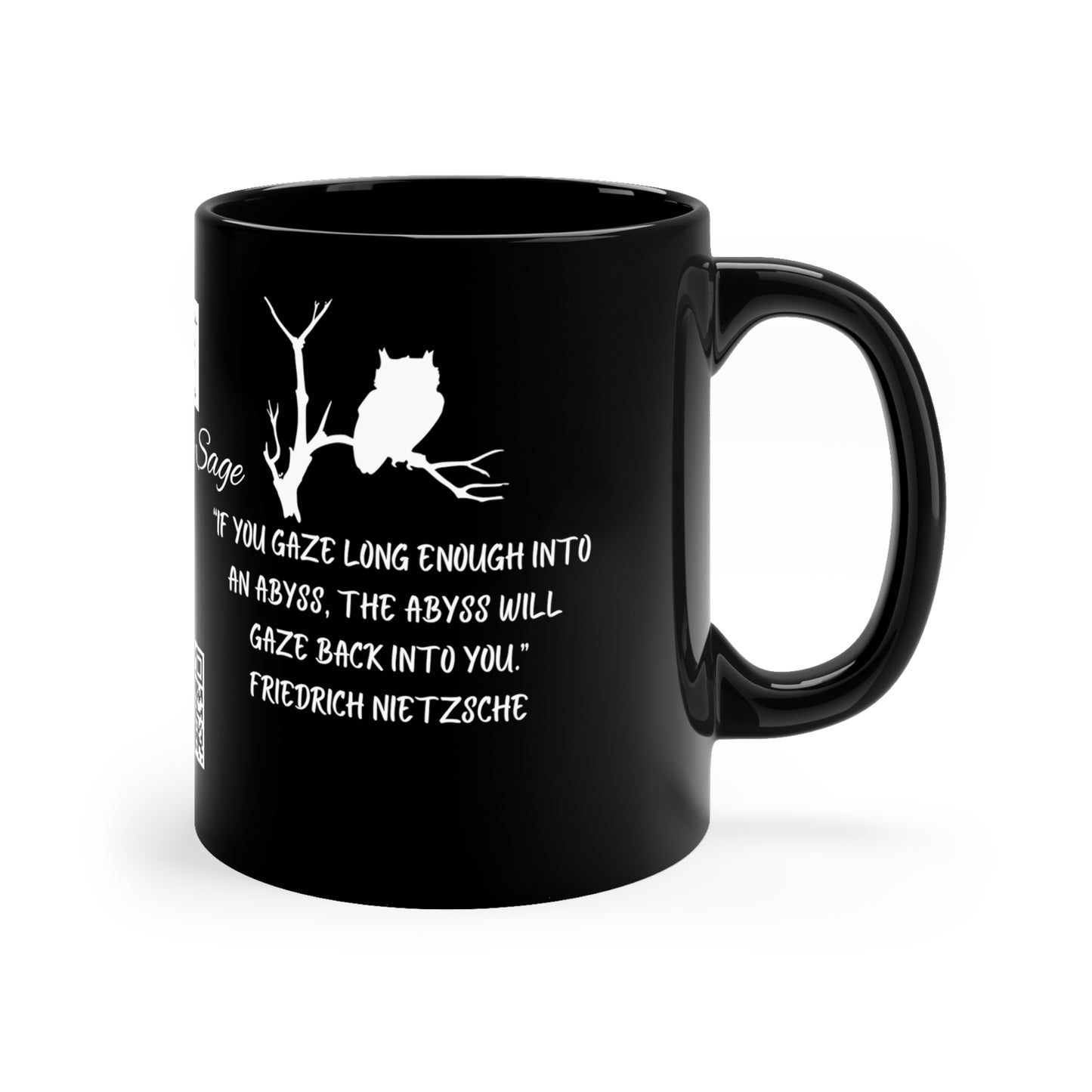11oz Black Mug Stone Sage Friedrich Nietzsche