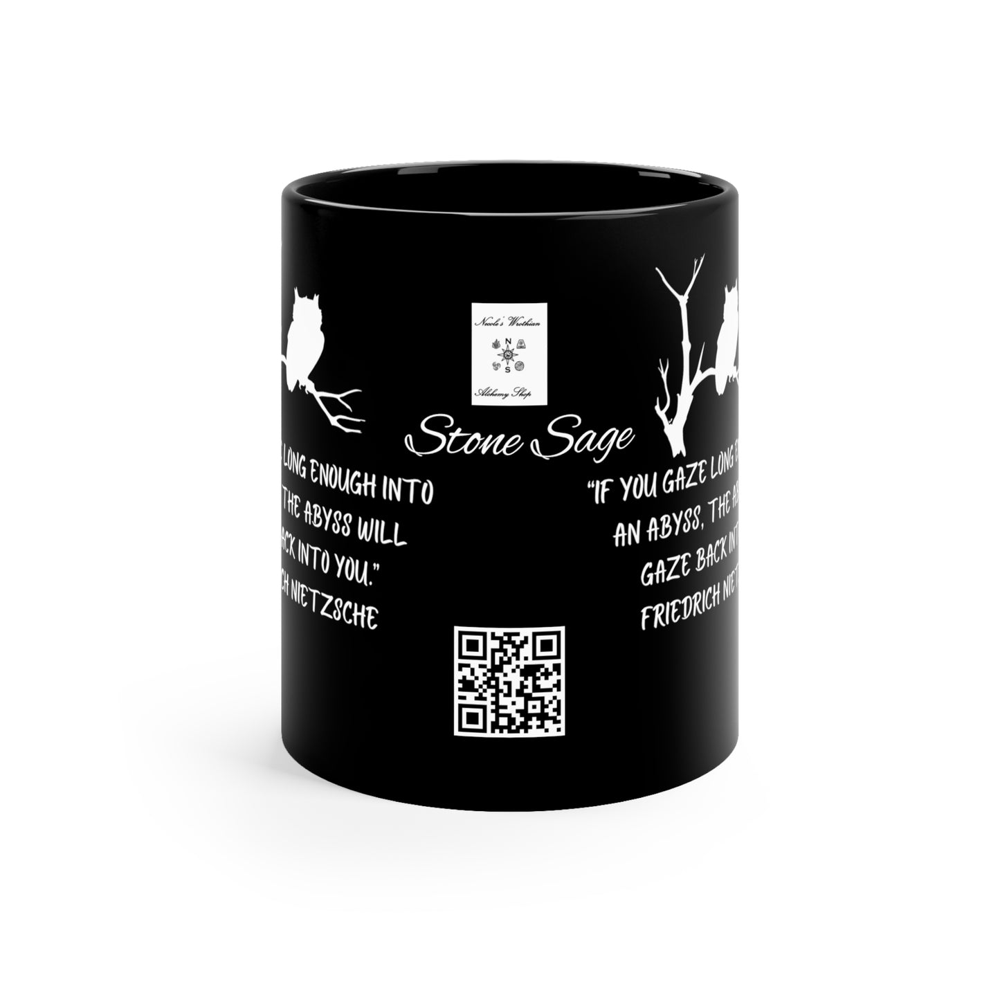 11oz Black Mug Stone Sage Friedrich Nietzsche