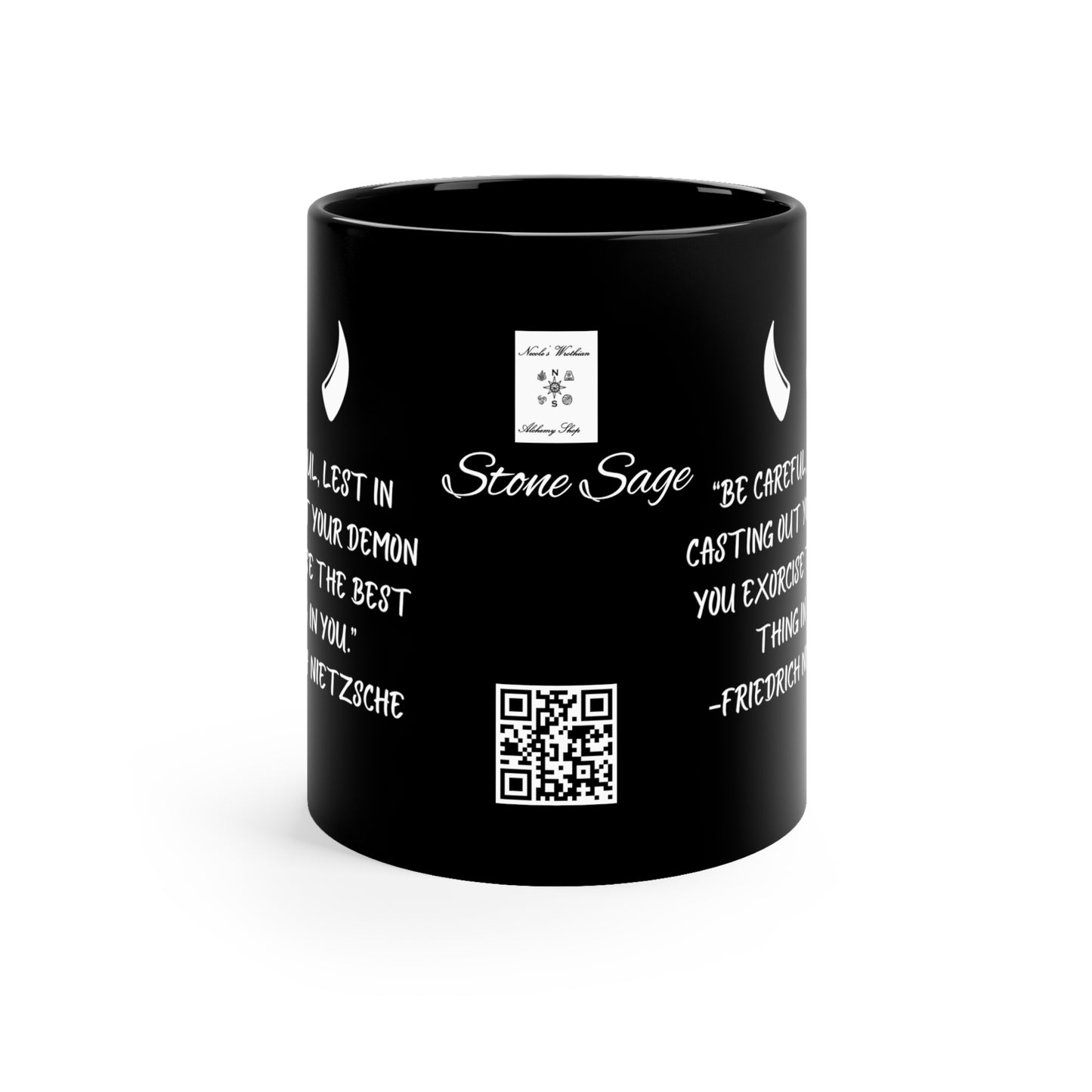 11oz Black Mug Stone Sage Friedrich Nietzsche