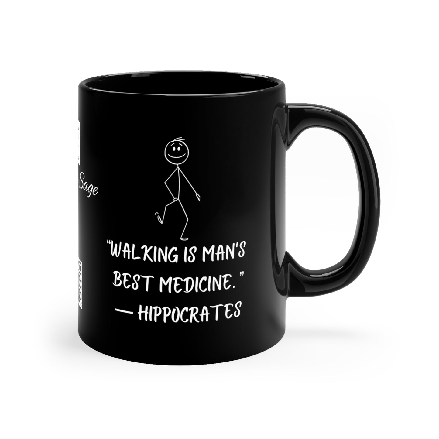 11oz Black Mug Stone Sage Hippocrates